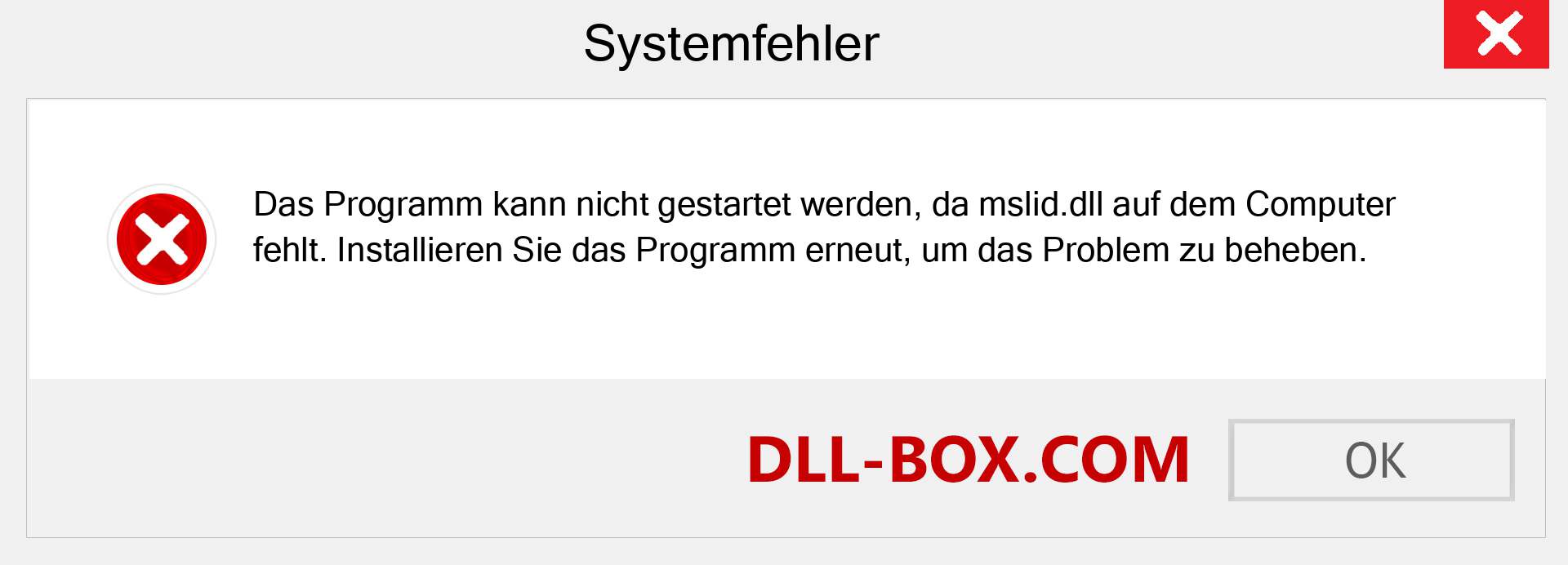 mslid.dll-Datei fehlt?. Download für Windows 7, 8, 10 - Fix mslid dll Missing Error unter Windows, Fotos, Bildern