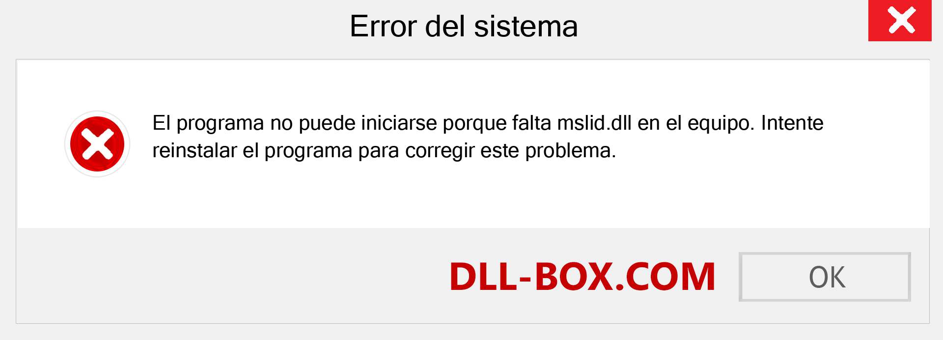 ¿Falta el archivo mslid.dll ?. Descargar para Windows 7, 8, 10 - Corregir mslid dll Missing Error en Windows, fotos, imágenes