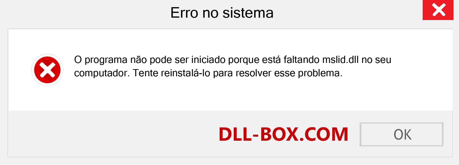 Arquivo mslid.dll ausente ?. Download para Windows 7, 8, 10 - Correção de erro ausente mslid dll no Windows, fotos, imagens